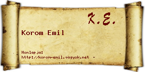 Korom Emil névjegykártya